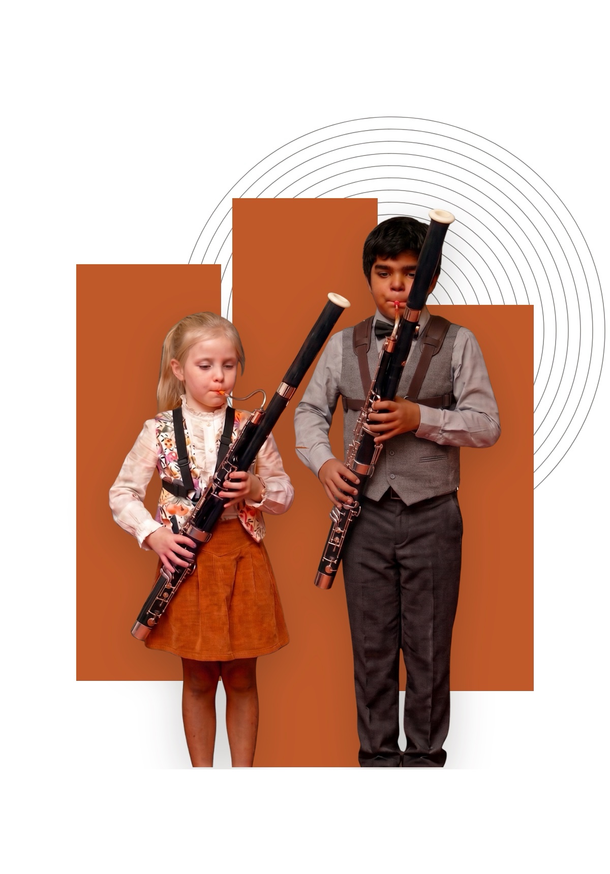 Two young players with the SHARE-A-TONE bassoonino